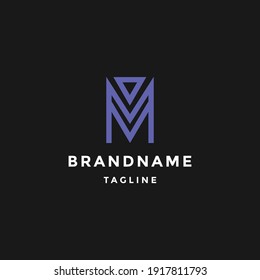 Letter M line logo design. Linear creative minimal monochrome monogram symbol. Universal elegant vector sign design.