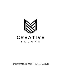 Letter M line logo design.	