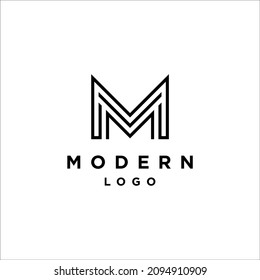 Diseño del logotipo de la línea M de la letra. Símbolo monocromático monocromático lineal creativo mínimo. Diseño universal elegante de señalización vectorial. Logotipo de negocio premium. Símbolo gráfico del alfabeto para la identidad empresarial