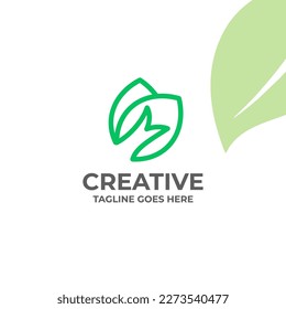 Diseño de logotipo de línea M de letra libre de derechos