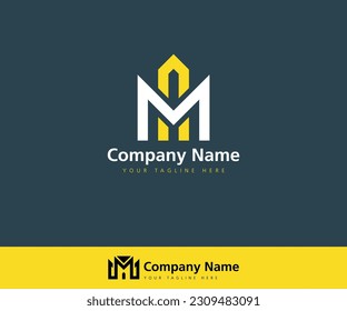 Logo-Design von Letter M. Lineares kreatives, einfarbiges Monogramm-Logo für das Immobilienlogo 