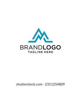 Diseño del logotipo de la línea M de la letra. Símbolo monocromático monocromático lineal creativo mínimo.