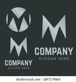 Letter M line logos design. Minimal monochrome monogram M logos