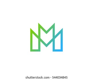 Letter M Line Monogram Logo Design Template Element