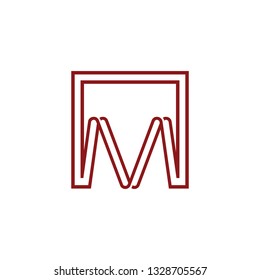 letter m line square logo template vector design illustration.