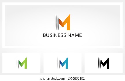 Letter M Line Stripe Logo