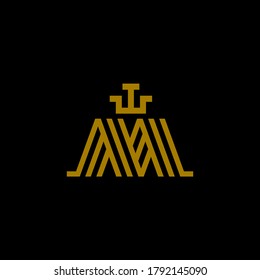 logotipo inicial de estilo de línea de letra m