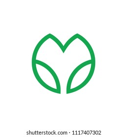 letter m lines art circle logo vector