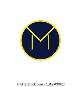 letter m lines in circle logo vector