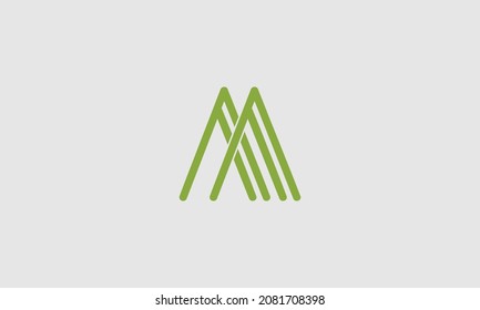 Diseño de vectores con el logotipo de las líneas M de la letra. Icono de carta creativa con líneas verdes.