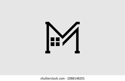 Letter M Lines Logo Vector Design. Creative Letter Icon with Black Lines.