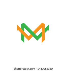 letter m linked arrow geometric line logo vector