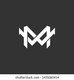 letter m linked arrow geometric line logo vector