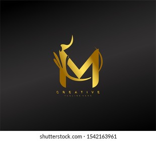 Letter M Linked Artistic Shape Monogram Logotype