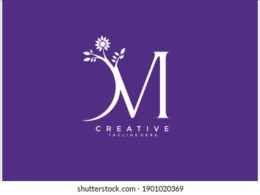 Letra M Relacionado Logograma Flor Logotipo