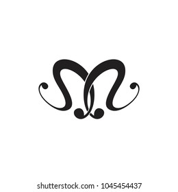 letter m linked flow design logo vector