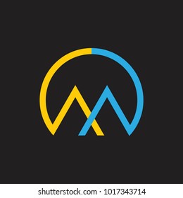 letter m linked lines geometric circle logo vector