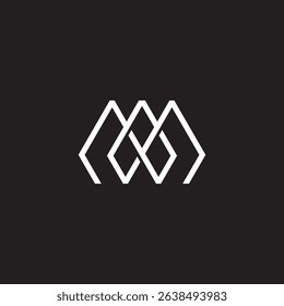 letter m linked overlapping arrow up linear logo vector 