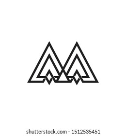 letter m linked triangle lines art design vector