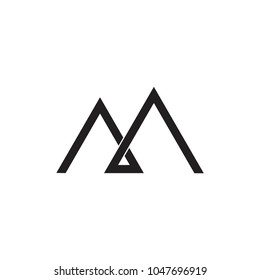 letter m linked triangles logo vector