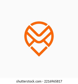 plantilla de ilustración de vector de diseño de logotipo de ubicación de letra m
