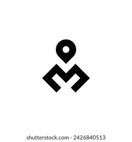 letter M location, square geometric symbol simple logo vector