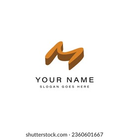 Letter M logo in 3d design. Creative vector illustration with typographic and cartoonist alphabet M signature shape