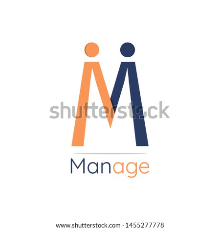 Letter M logo. abstract letter concept for business. two persons holding hand symbol vector which form letter m