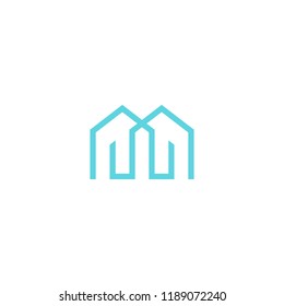 Letter M logo abstract line art style vector graphic download