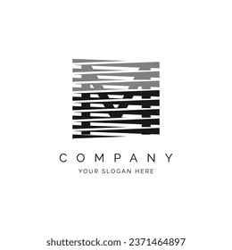Logo de la letra M, diseño cuadrado moderno abstracto adecuado para web y compañía zigzag estilo corte