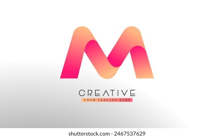 Logo de la letra M de Formas abstractas. Logotipo colorido del signo del monograma. Ilustración vectorial.