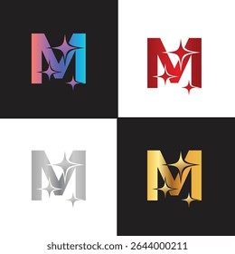 Letter M logo, M logo, AI logo set, modern and minimal design, tech-inspired, colorful icons and symbols, suitable for artificial intelligence, innovation, branding, startups, and digital identity.
