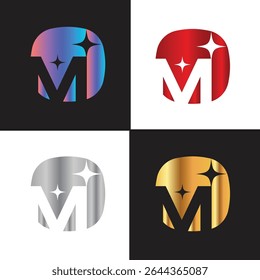 Letter M logo, M logo, AI logo set, modern and minimal design, tech-inspired, colorful icons and symbols, suitable for artificial intelligence, innovation, branding, startups, and digital identity.