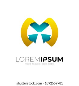 Letter M logo and arrow design combination , simple icons