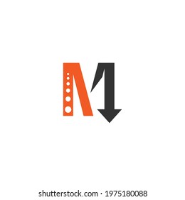 Letter M logo with arrow icon design vector template