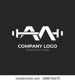 Letter M Logo With barbell. Fitness Gym logo. fitness vector logo design for gym and fitness