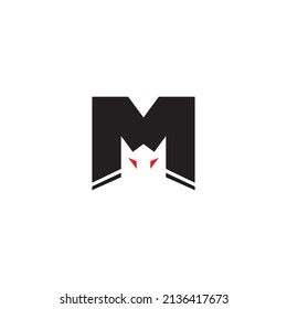 letter M logo bat illustration template design