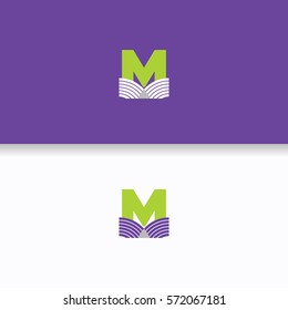 Letter M logo, brand, book, concept, corporate, business, education, school, elegant, industrial, print, 