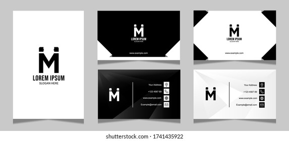 the letter m logo and business card template