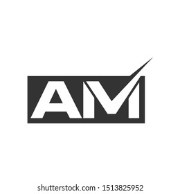 Letter A and M Logo. Check Mark Symbol. Icon. Vector Eps 10.