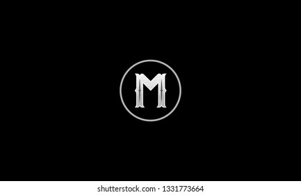 LETTER M LOGO WITH CIRCE FRAME FOR LOGO DESIGN OR ILLUSTRATION USE