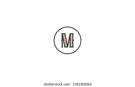 LETTER M LOGO WITH CIRCLE FRAME FOR LOGO DESIGN OR ILLUSTRATION USE
