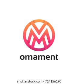 Letter M logo circle icon flat sign vector design.