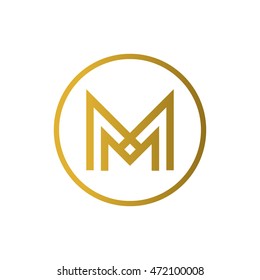 Letter M logo in the circle. MM monogram.