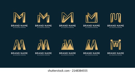 Letter M logo collection with creative design Premium Vector