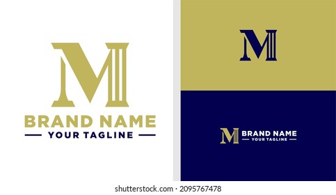 LETTER M LOGO COLOUMN MONOGRAM LUXURA EDITABLE