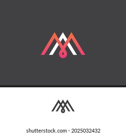 Combinación de logotipos de letra M con montaña, diseño creativo, logotipo o símbolo de icono