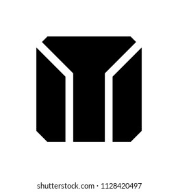 Letter M logo combination a square. Logo in a monochrome color (black and white)
