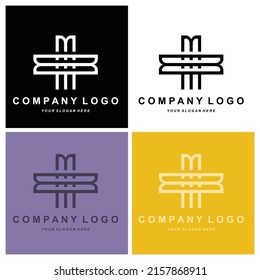 letter M logo, company brand initials design, sticker screen printing vector illustration