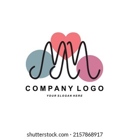 letter M logo, company brand initials design, sticker screen printing vector illustration